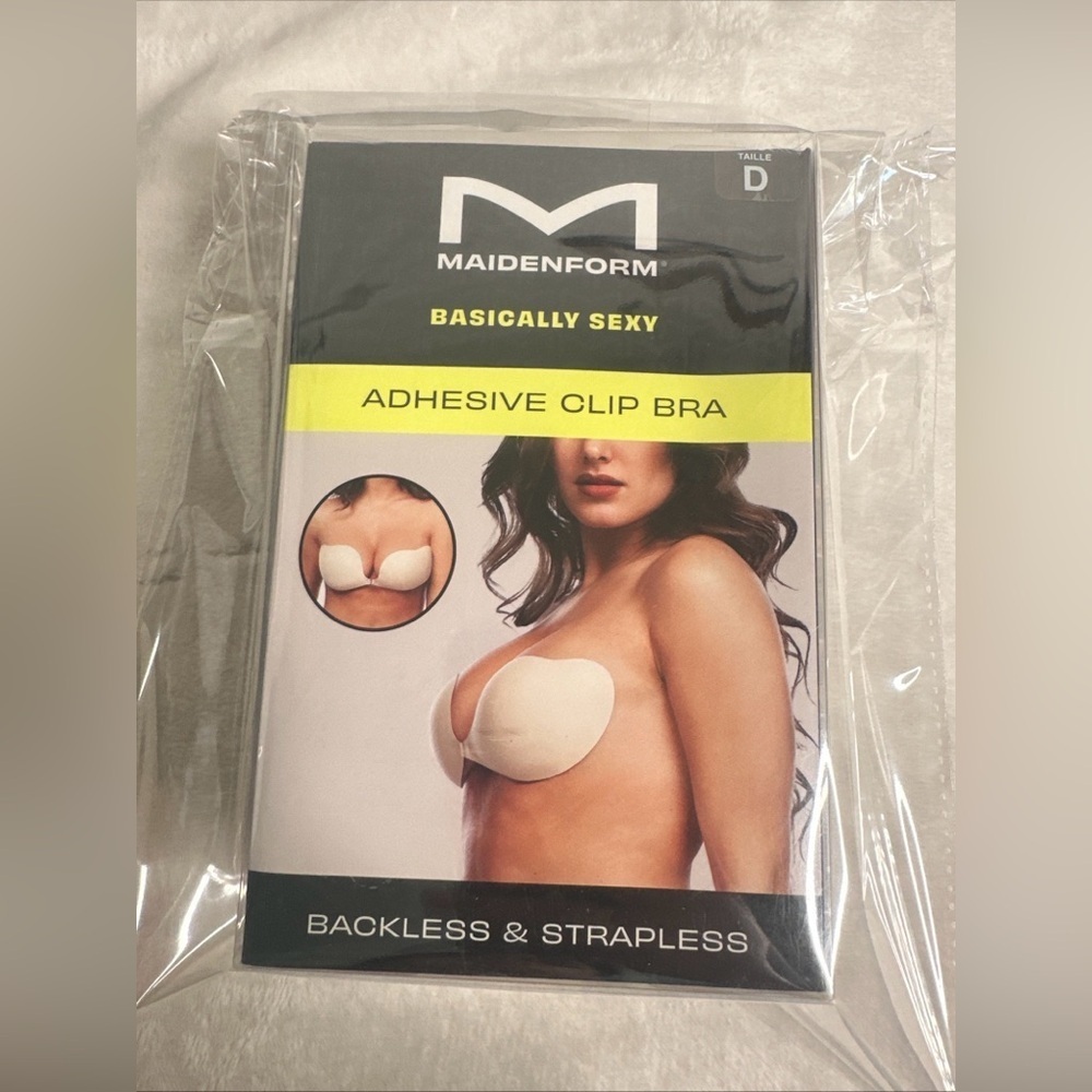 Maidenform Bra Front Clip Closure Backless & Strapless Adhesive Bra Size D Nude